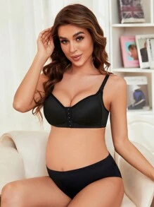 Moonlight&Mama Maternity Front-Button Nursing Bra - Black - View 4
