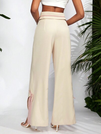 CARMEN Pantaloni casual ampi e pieghevoli da donna in stile bohémien di lusso, con aperture frontali, adatti per vacanze, festival, Ibiza, ufficio