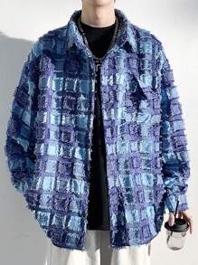 Men's Long Sleeve Brushed Plaid Shirt Jacket