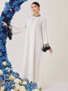 Al Najma 女式双色立领阿拉伯连衣裙