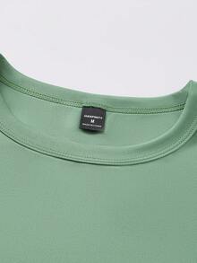 Manfinity Hombres Camiseta con estampado de slogan - verde menta - Ver 4