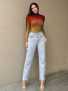 SHEIN Essnce Women's Gradient Stand Collar Bodysuit