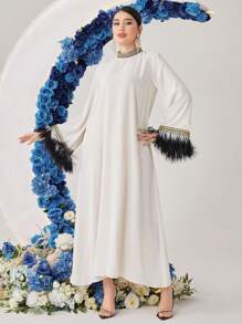 Al Najma 女式双色立领阿拉伯连衣裙