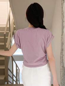 DAZY 女士圓領印花t恤 - 粉色 - 查看 2