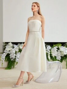 MOTF PREMIUM WOVEN A-LINE TUBE DRESS