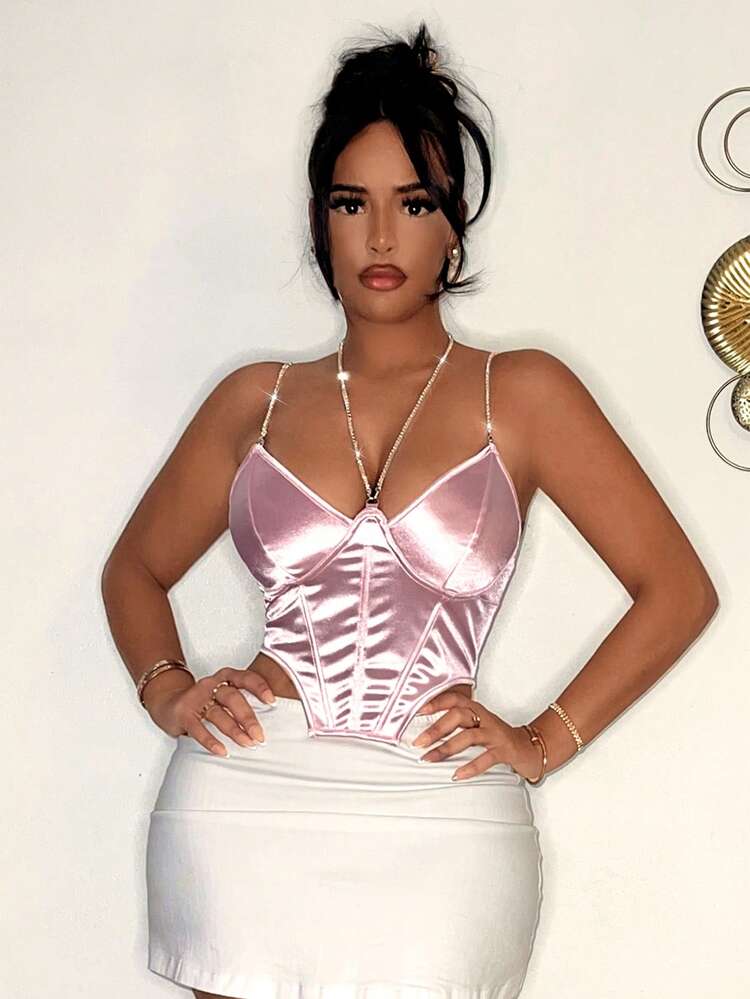 Sequined Asymmetrical Hem Camisole Top