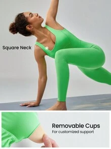 GLOWMODE Bộ áo liền quần thể thao tập gym FeatherFit™ 25" Thanh lịch mùa hè dành cho nữ - màu xanh lá - Xem 4