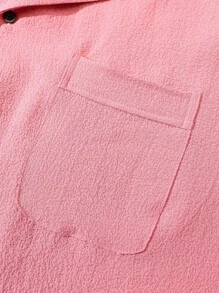 Manfinity Homme Camisa Rosa Texturizada De Manga Corta De Talla Grande Para Hombres
