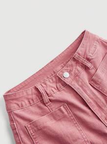 SHEIN MOD Vrouwen Roze Hoge taille Stretch Uitlopende broek - Roze - Bekijken 3
