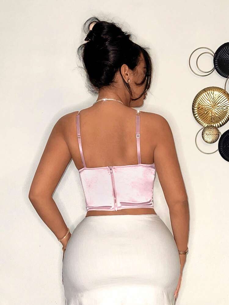 Sequined Asymmetrical Hem Camisole Top