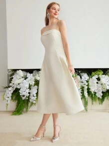 MOTF PREMIUM WOVEN A-LINE TUBE DRESS