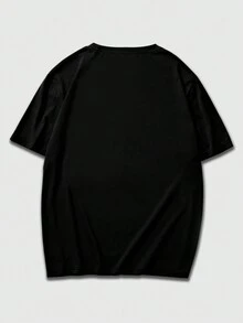 ROMWE MEN Street Life Men's Letter & Car Printed Short Sleeve T-Shirt - Black - View 2