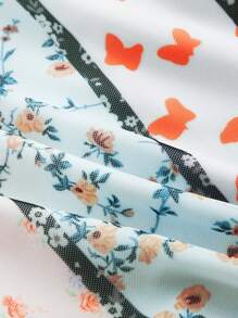 SHEIN MOD 女士花卉和蝴蝶印花細肩帶裙 - 彩色 - 查看 3