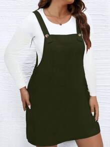 Celure Talla grande Vestido overol unicolor sin camiseta