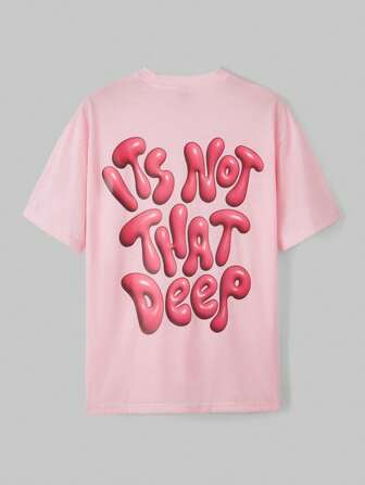 Manasseto Kurzarm T-Shirt mit optimistischem Spruch Muster