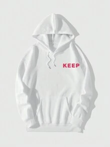 ROMWE MEN Anime Sudaderas Con Capucha Para Hombre Con Dibujo Animado Y Letras Impresas, Con Cordones - Blanco - Ver 2