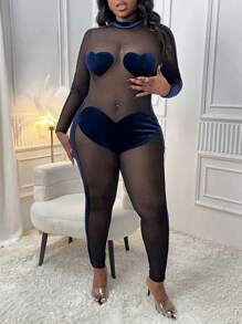 Slaydiva Lencería de talla grande Slayr con escote con forma de corazón y transparente, un conjunto sexy para una cita en el Día de San Valentín