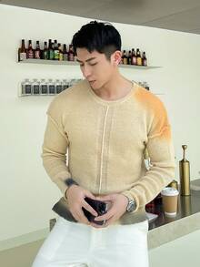Manfinity Hypemode Herr Ombre Lång Ärm Tröjor - Aprikos - Visa 4