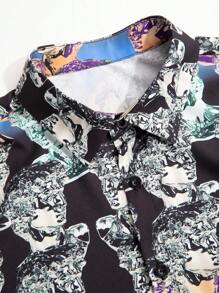 Manfinity RSRT Men's Short Sleeve Shirt With Full Printed Characters