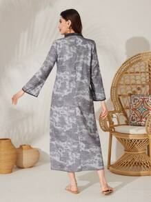 Al Najma Vestido De Encaje Soluble Holgado Con Parches - Gris - Ver 2