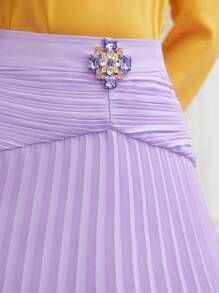 MOTF PREMIUM Women Skirts Berlipat Zip Plain Anggun - Purple - View 3