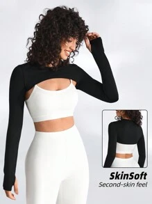 Menodora SHEIN Sport 1pc Long Sleeve Crop Top Athletic T-Shirt Fitted Shirt