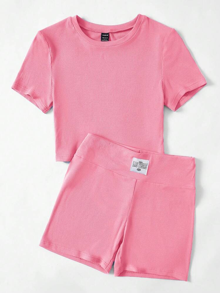 SHEIN EZwear 女士純色肋針拼接細節西裝 - 粉色 - 查看 5