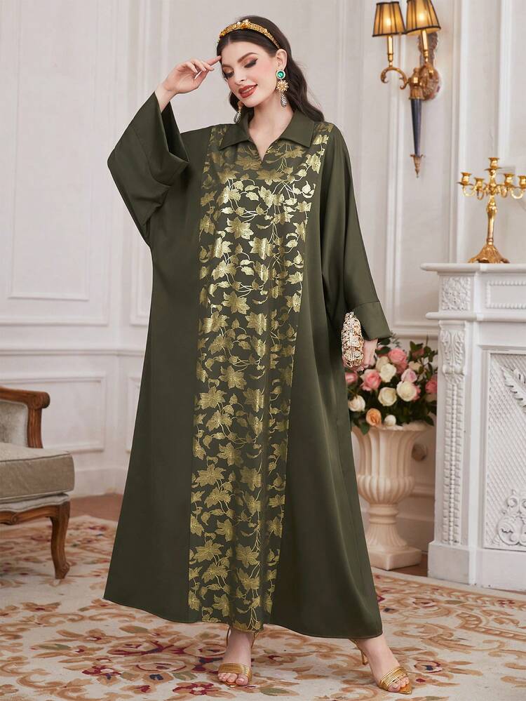 V-Neck Batwing Sleeve Dress