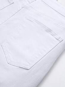 Manfinity Homme Shorts en jean droits pour hommes, tout blancs, formels, pour les vacances - Blanc - Voir 6