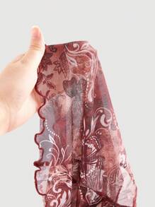 SHEIN ICON Top Cami De Malla Transparente Con Estampado De Plantas Y Envoltura Cruzada.