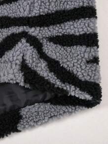 男士彩色拼接立領teddy毛絨衛衣 - 黑色 - 查看 6