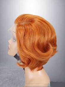 13x4 Orange Short Wig Lace Front Human Hair Ginger Pixie Cut Wigs - SORANGE - View 4