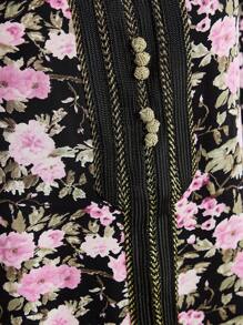 Al Najma 女士优雅花卉印花长袖连衣裙、朴素全长 Jalabiya 休闲长袖连衣裙 - 彩色 - 查看 5