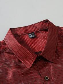 Manfinity AFTRDRK Nam Tay áo dài Áo sơ mi - Màu Đỏ Sâu - Xem 6