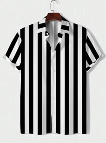 Manfinity Dauomo 男士條紋短袖襯衫