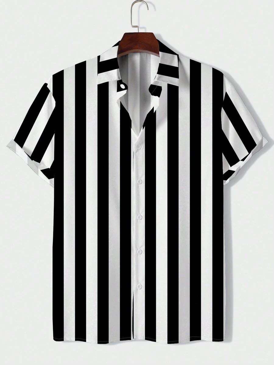 Manfinity Dauomo 男士條紋短袖襯衫