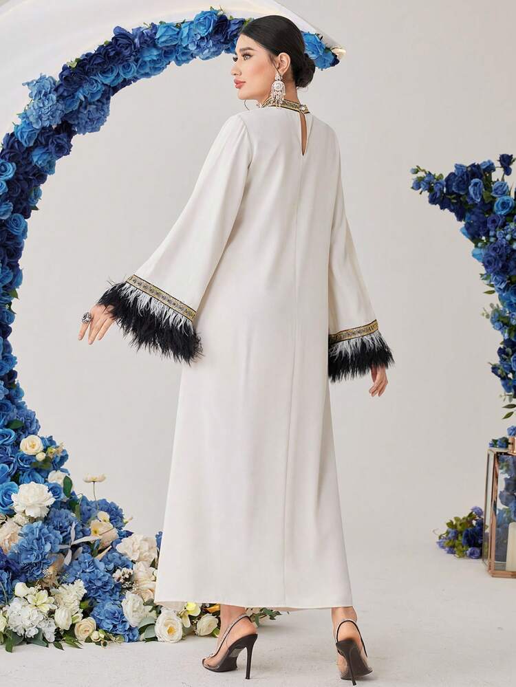 Women's Two Tone Stand Collar Arabian Dress