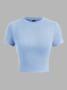 SHEIN EZwear 3入組休閒百搭修身女士圓領T恤，短袖，適合夏季穿著 - 彩色 - 查看 7