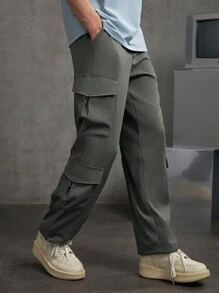 Manfinity VCAY Pantalones De Carga Tejidos Casuales Para Hombre - Gris Oscuro - Ver 4