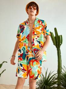 Manfinity VCAY 男士印花休閒兩件套裝 - 彩色 - 查看 6