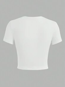 SHEIN EZwear 3入組休閒百搭修身女士圓領T恤，短袖，適合夏季穿著 - 彩色 - 查看 3