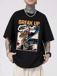 Nam Mô hình Cartoon Thả vai Áo thun - màu đen - Xem 1