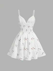 SHEIN MOD Đầm hai dây ren thêu hoa dành cho nữ - trắng - Xem 2