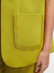 BizChic Women's Elegant Sleeveless Work Suit Jacket For Commuting - Mustard Yellow - View 7