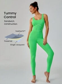 GLOWMODE Bộ áo liền quần thể thao tập gym FeatherFit™ 25" Thanh lịch mùa hè dành cho nữ - màu xanh lá - Xem 3