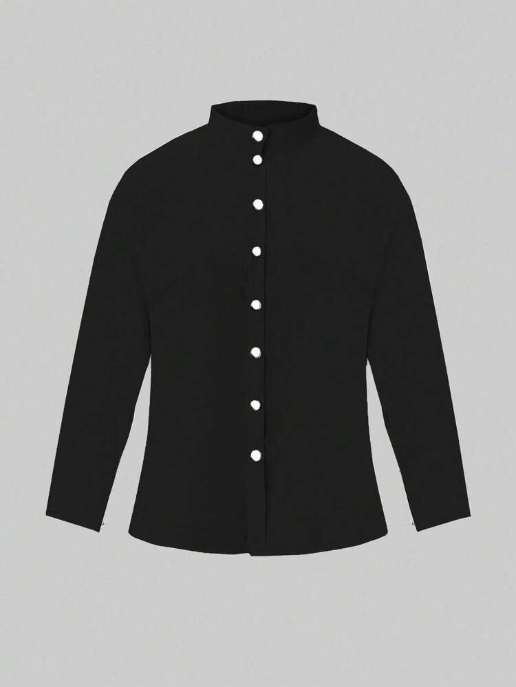 Women's Plus Size Solid Color Long Sleeve Shirt Fall Cloth For Women