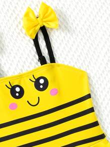 Baby Girl Cartoon Bee Design Bowknot One-Piece Swimwear