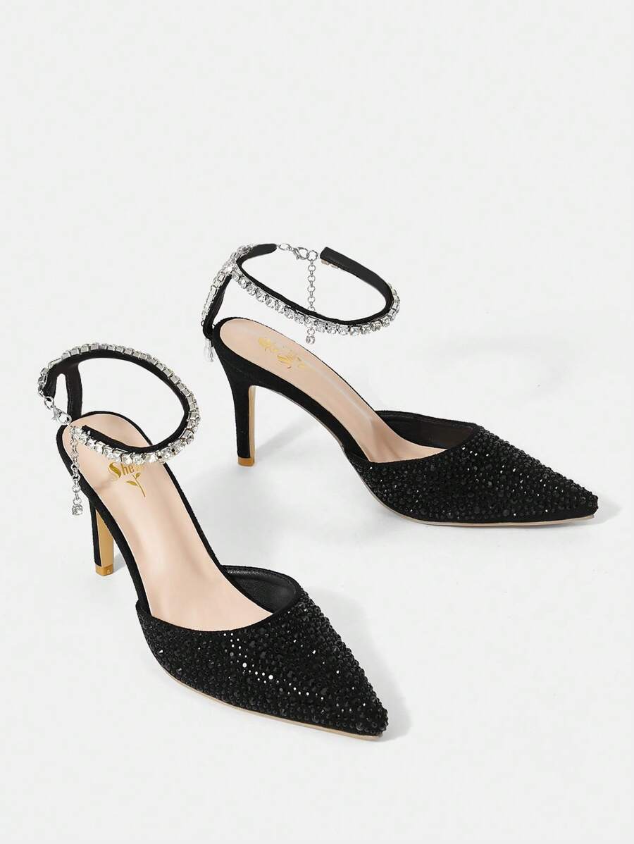 Stylish Pointed Toe Chain Adjustable Buckle Thin Heels main image 0