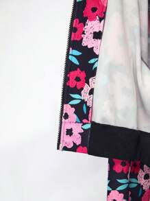 Debra Valencia Designer Business Casual Floral Flower Zip Up Bomber Jacket, For Holiday, Vacation, Going Out, Spring, Festival, Ibiza Fits - Multicolor - View 3
