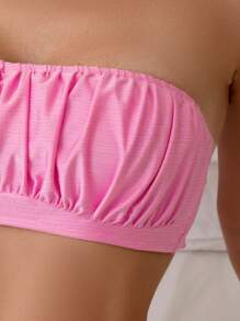 Swim Mod Summer Beach Women's Ruffled Bikini Set With Lock Edge Design - Pink - View 5